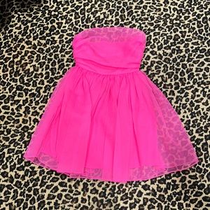Cynthia Rowley hot pink organza strapless mini